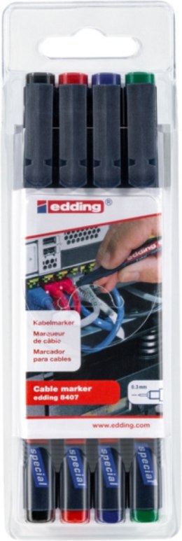 Marker do znakowania kabli e-8407 EDDING, 0,3 mm, 4 szt., mix kolorów