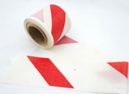 Taśma ostrzegawcza 80mm x 100m biało-czerwona nieprzylepna