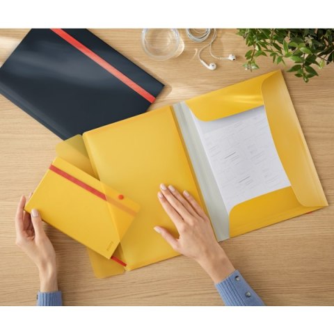 Teczka z gumką i kieszonką Leitz Cosy, PP, żółta 46190019 A4