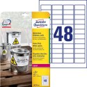 Etykiety foliowe 45,7 x 21,2 mm, białe etykiety wodoodporne z trwałym klejem, etykiety poliestrowe na znaki BHP, 20 ark. / op., 