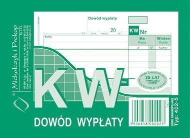 Dowód Wypłaty KW, A6 80 kartek, 10-402-5 DOTTS