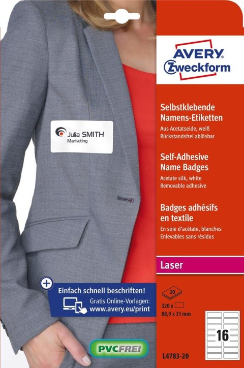 Identyfikatory samoprzylepne do zadruku 88,9x31 (20ark) ZWECKFORM L4783-20