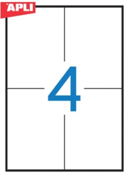 Etykiety uniwersalne APLI, 105x148mm, prostokątne, białe 100 ark.