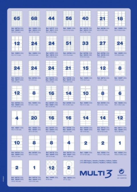 Etykiety uniwersalne MULTI 3,105x70mm, prostokątne, białe 100 ark.