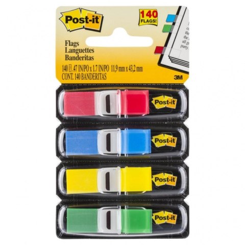 Zakładki indeksujące POST-IT® (683-4), PP, 11,9x43,2mm, 4x35 kart., mix kolorów