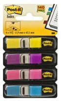 Zakładki indeksujące POST-IT® (683-4AB), PP, 11,9x43,2mm, 4x35 kart., mix kolorów neonowych