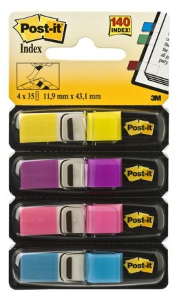 Zakładki indeksujące POST-IT® (683-4AB), PP, 11,9x43,2mm, 4x35 kart., mix kolorów neonowych