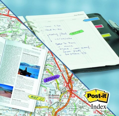 Zakładki indeksujące POST-IT® (684-ARR3), PP, 11,9x43,2mm, strzałka, 4x24 kart., mix kolorów