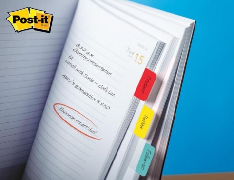Zakładki indeksujące POST-IT® do archiwizacji (686-PGOEU), PP, silne, 25,4x38,1mm, 3x22 kart., mix kolorów