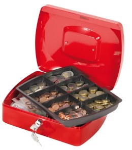 Kasetka na pieniądze Q-CONNECT, duża, 255x200x90mm, czerwona