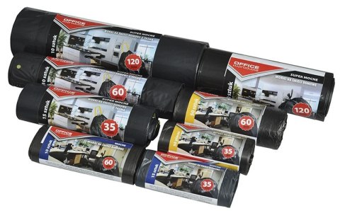 Worki na śmieci domowe OFFICE PRODUCTS, super mocne (LDPE), 160l, 10szt., czarne