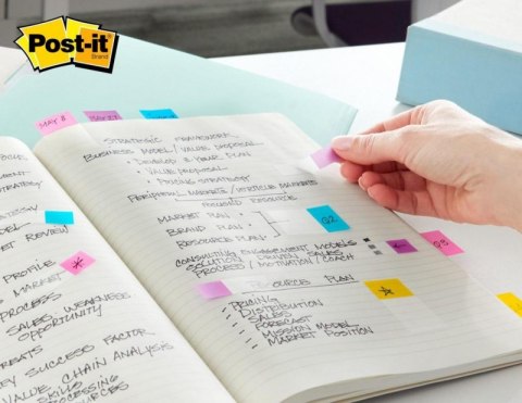 Zakładki indeksujące POST-IT® (683-5CB), PP, 11,9x43,2mm, 5x20 kart., mix kolorów