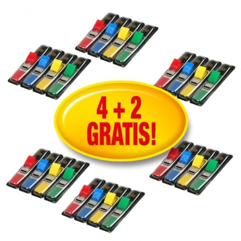 Zestaw promocyjny zakładek POST-IT® (683-4), PP, 11,9x43,2mm, 4x(4x35kart.) +2x(4x35kart.)GRATIS, mix kolorów