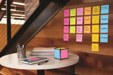 Karteczki samoprzylepne POST-IT® Super Sticky (654-SS-VP24COL), 76x76mm, 24x90 kart., mix kolorów, 3 Karteczki GRATIS
