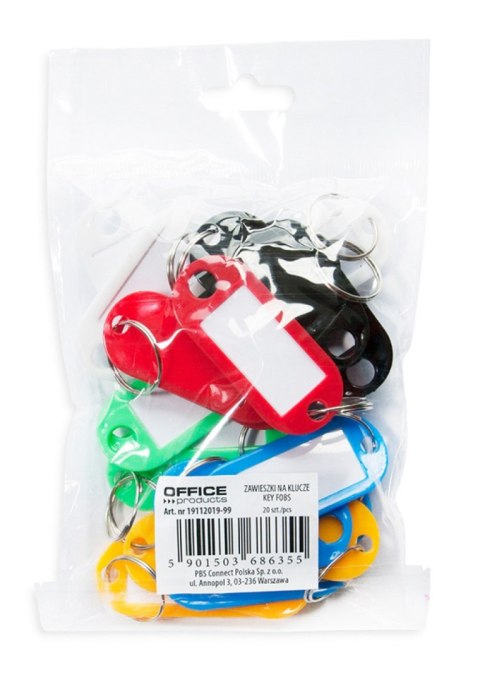 Zawieszki do kluczy OFFICE PRODUCTS, 50x20mm, 20szt., mix kolorów OFFICE PRODUCTS