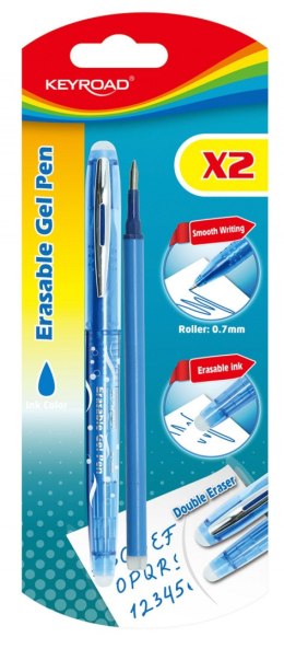 Długopis KEYROAD, 0,7mm, wymazywalny, dodatkowy wkład, blister, niebieski