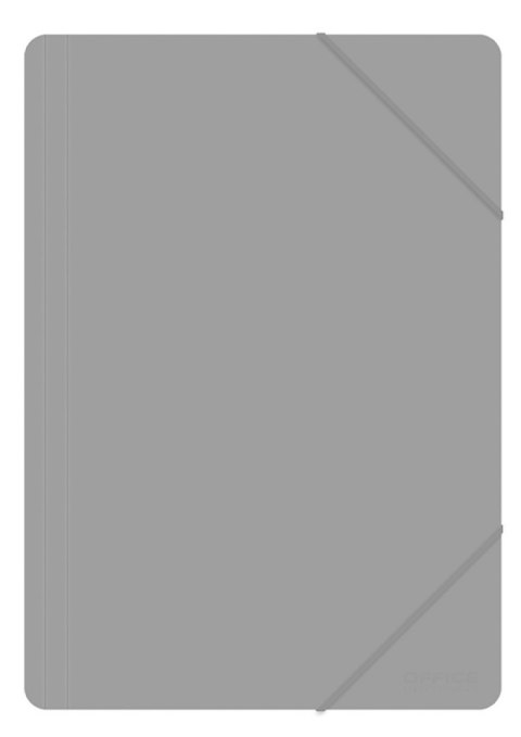Teczka z gumką OFFICE PRODUCTS, A4, PP, 500mikr., 3-skrz., szara