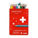 Kredki CARAN D'ACHE Swisscolor Aquarelle, z efektem akwareli, sześciokątne, 12szt., mix kolorów