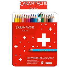 Kredki CARAN D'ACHE Swisscolor Aquarelle, z efektem akwareli, sześciokątne, 18szt., mix kolorów