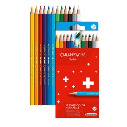 Kredki akwarelowe CARAN D'ACHE Swisscolor, kartonowe pudełko, 12 szt.