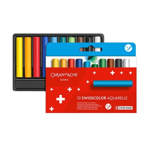Kredki akwarelowe woskowe CARAN D'ACHE Swisscolor, kartonowe pudełko, 10 szt.