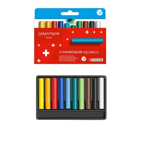 Kredki akwarelowe woskowe CARAN D'ACHE Swisscolor, kartonowe pudełko, 10 szt.