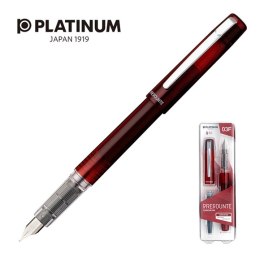 Pióro wieczne Platinum Prefounte Crimson Red, F, w plastikowym opakowaniu, na blistrze, bordowe