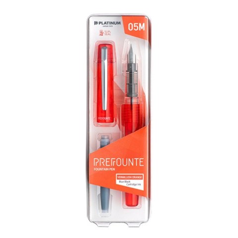 Pióro wieczne Platinum Prefounte Vermilion Orange, M, w plastikowym opakowaniu, na blistrze, pomarańczowe