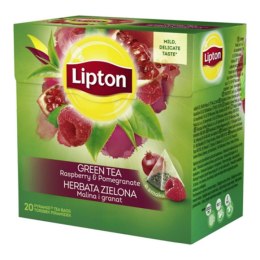 Herbata LIPTON, piramidki, zielona, malina i granat, 20 szt.