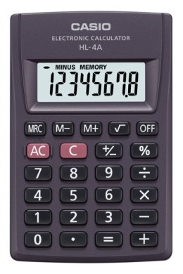 Kalkulator kieszonkowy CASIO HL-4A-B, 8-cyfrowy, 56x87mm, czarny