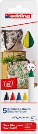 Pisak tekstylny e-4600/5 S EDDING, 1mm, 5 szt., pudełko, mix kolorów