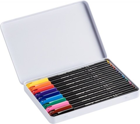 Pisak z cienką końcówką e-1200/10 s EDDING, 1mm, 10 szt., metalowe pudełko, mix kolorów