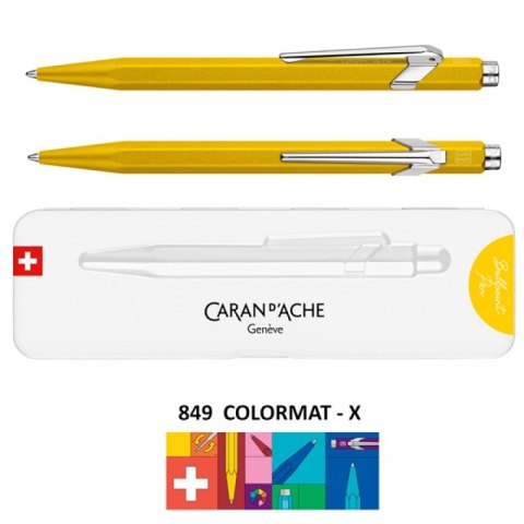 Długopis CARAN D'ACHE 849 Colormat-X, M, w pudełku, żółty