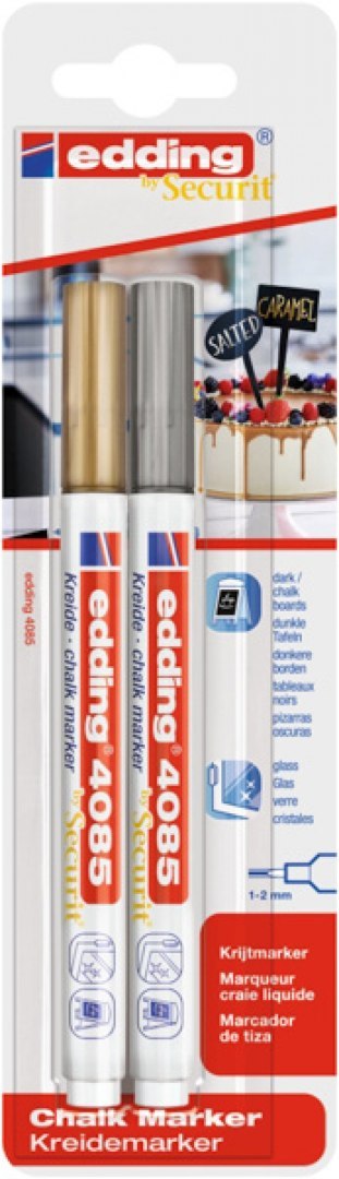 Marker kredowy e-4085 EDDING, 1-2 mm, blister, 2 szt., mix kolorów