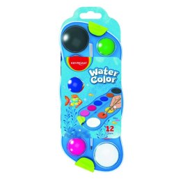 Farby akwarelowe KEYROAD, z pędzelkiem, 12 kolorów, zawieszka