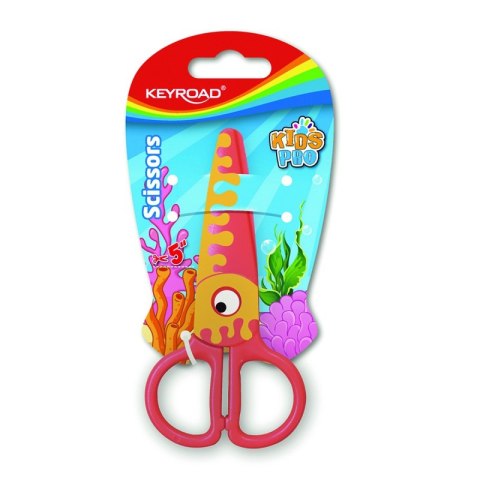 Nożyczki szkolne KEYROAD, 12,2cm, bezpieczne, ryba, blister, pomarańczowy