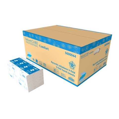Ręczniki składane ZZ celulozowe VELVET, 2-warstwowe, 3000 listków, 20szt., białe