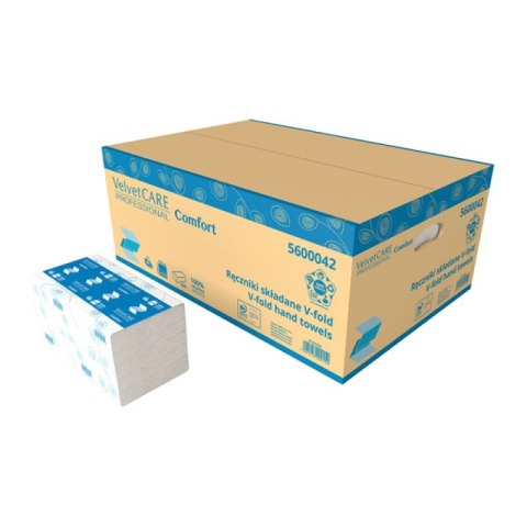 Ręczniki składane ZZ celulozowe VELVET, 2-warstwowe, 3000 listków, 20szt., białe