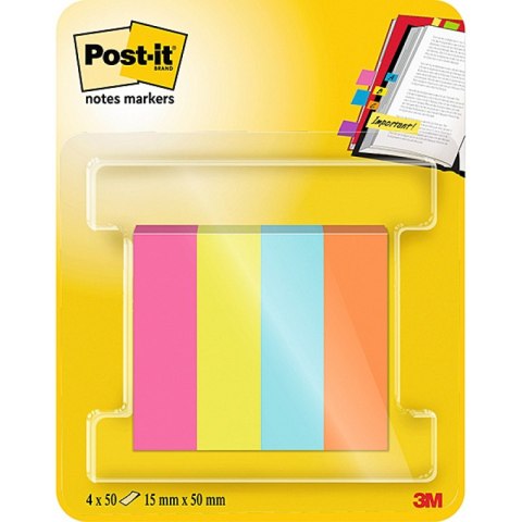 Znaczniki POST-IT® (670-4POP-EU), papier, 12,7x44,4mm, 4x50 kart., mix kolorów neon