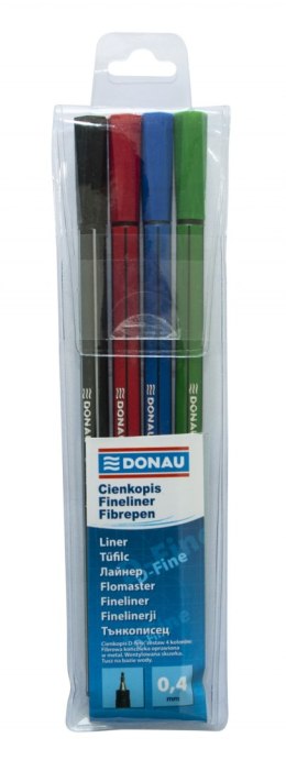 Cienkopis DONAU D-Fine, 0,4 mm, 4 szt., mix kolorów