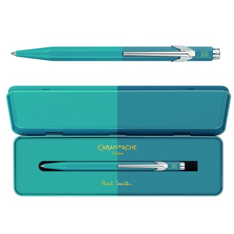 Długopis CARAN D'ACHE 849 Paul Smith Edycja 4, M, w pudełku, Cyan/Steel
