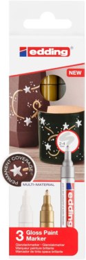 Marker olejowy połyskujący e-750 EDDING, 2-4 mm, 3 szt., mix kolorów