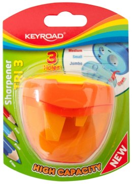 Temperówka KEYROAD Tri 3, plastikowa, potrójna, blister, mix kolorów