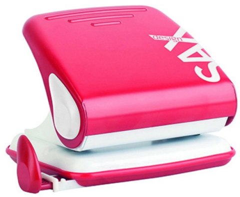 Dziurkacz SAXDesign 418 paperbox, dziurkuje do 30 kartek, czerwony