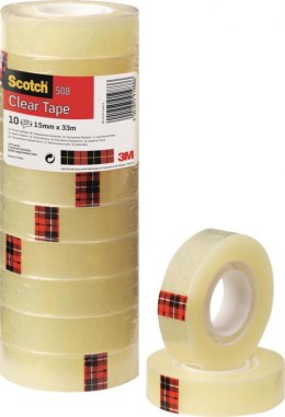 Taśma biurowa ekonomiczna SCOTCH® (508), 15mm, 33m, 10szt., transparentny żółty