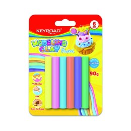 Plastelina KEYROAD, 6x15g, pastel, blister, mix kolorów