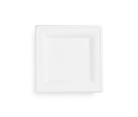 Talerz z trzciny cukrowej, kwadratowy 20x20cm, biały, op. 50 szt. 100% biodegradowalny 84586