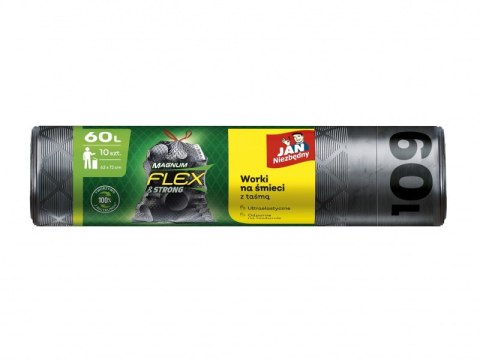 Worki na śmieci JAN NIEZBĘDNY, magnum flex, LDPE, 60l, 10 szt., czarne