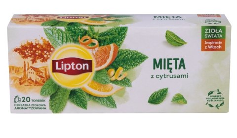 Herbata LIPTON ziołowa, mięta z cytrusami, 20 torebek