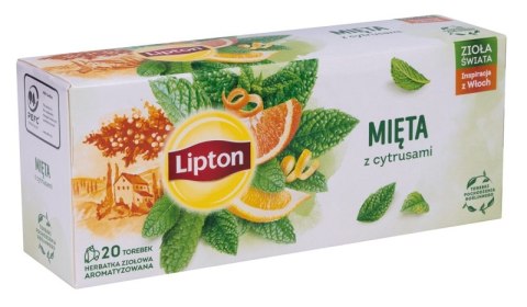Herbata LIPTON ziołowa, mięta z cytrusami, 20 torebek